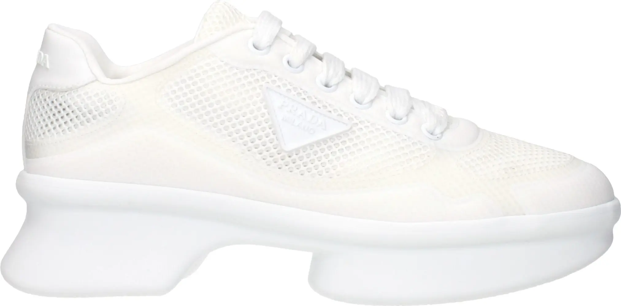 White Fabric Athletic Sneakers Prada