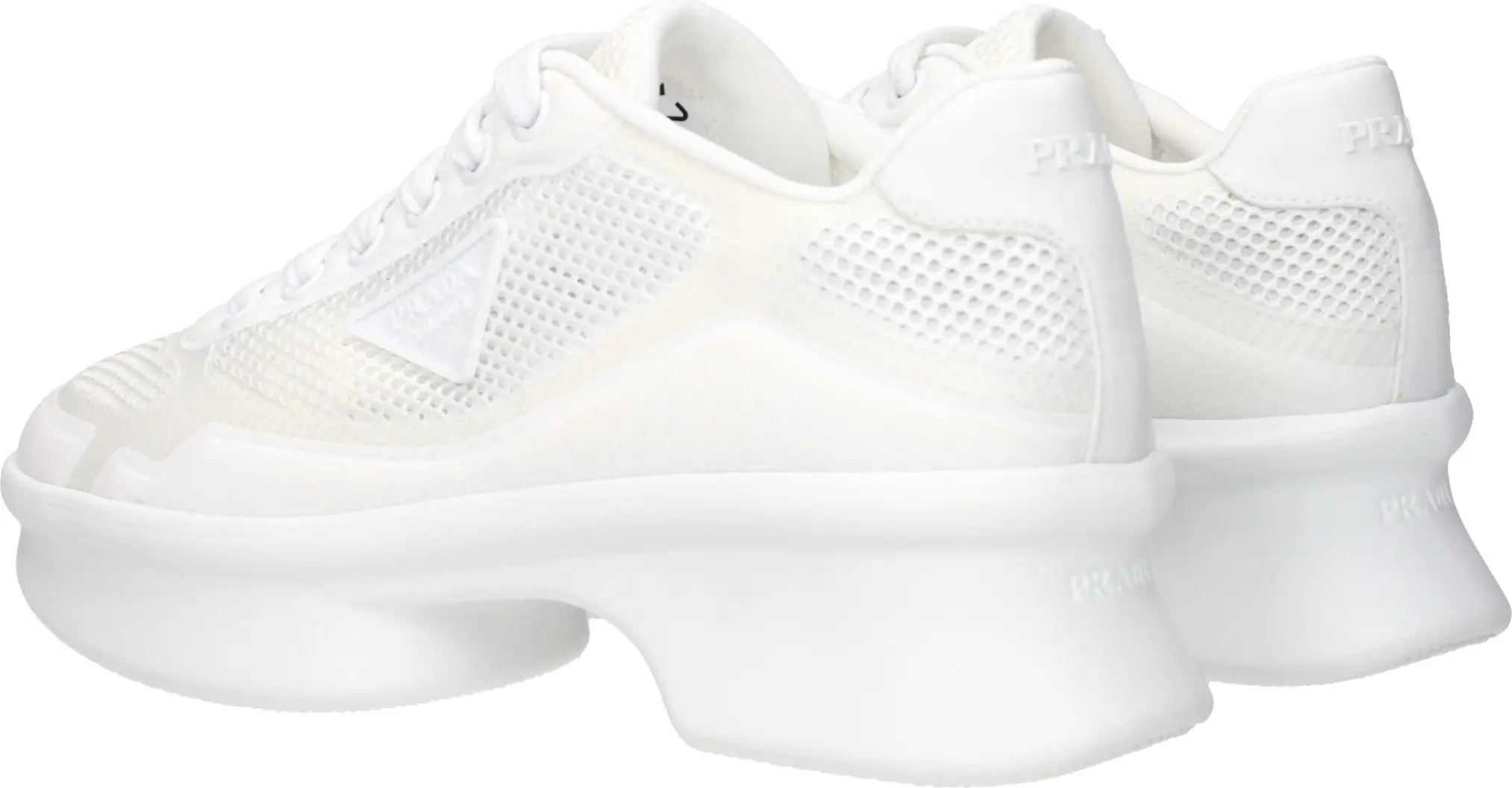 White Fabric Athletic Sneakers Prada
