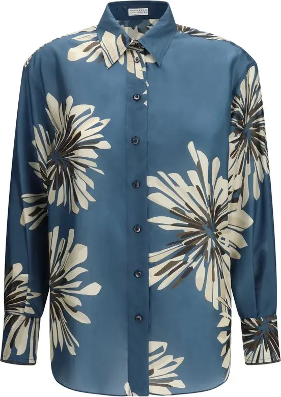 Shirt Brunello Cucinelli Multicolor Silk Pattern