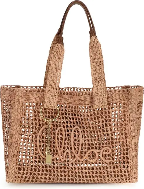 Shoulder Bag Chloe Beige Raffia