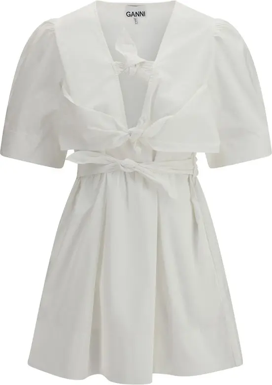 White Cotton Casual Dress GANNI