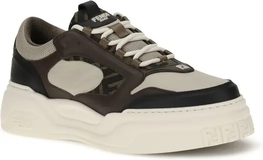 Fendi qora buzoq terisidan yasalgan Bos Taurus dumaloq sneakers