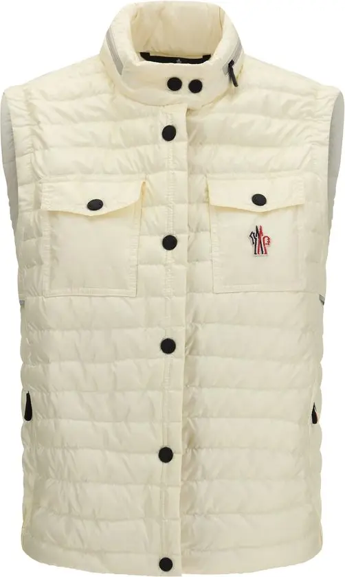 Бежевая стеганая куртка Moncler Grenoble из полиамида без рукавов