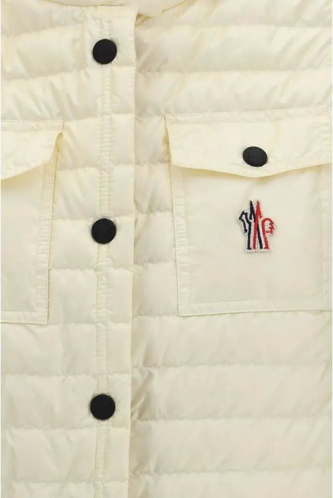 Бежевая стеганая куртка Moncler Grenoble из полиамида без рукавов