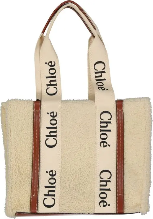 Tote Bag Beige Lamb Fur Chloe