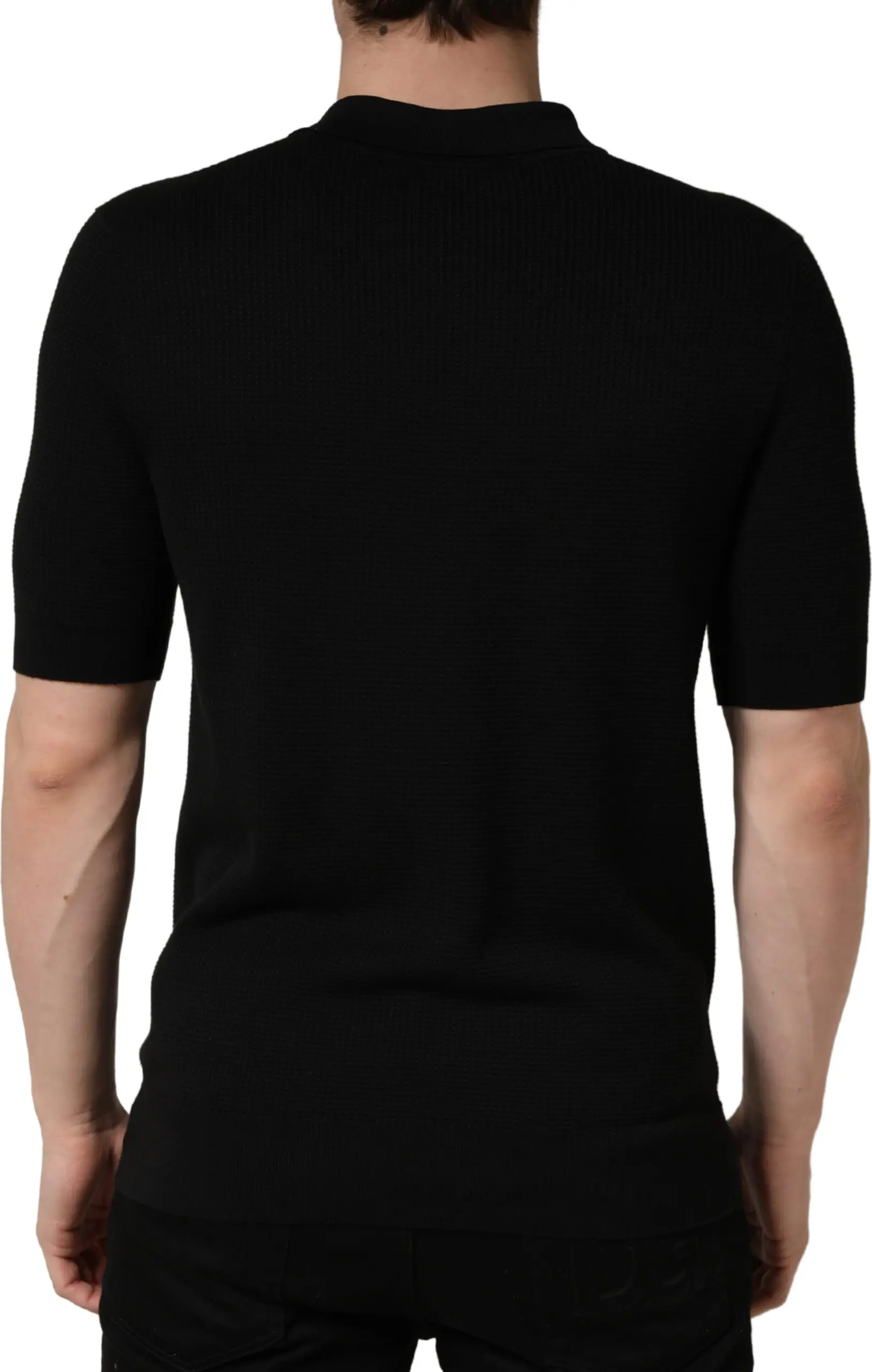 Polo T-shirt Dolce & Gabbana Black Heraldic Crest Patch Silk