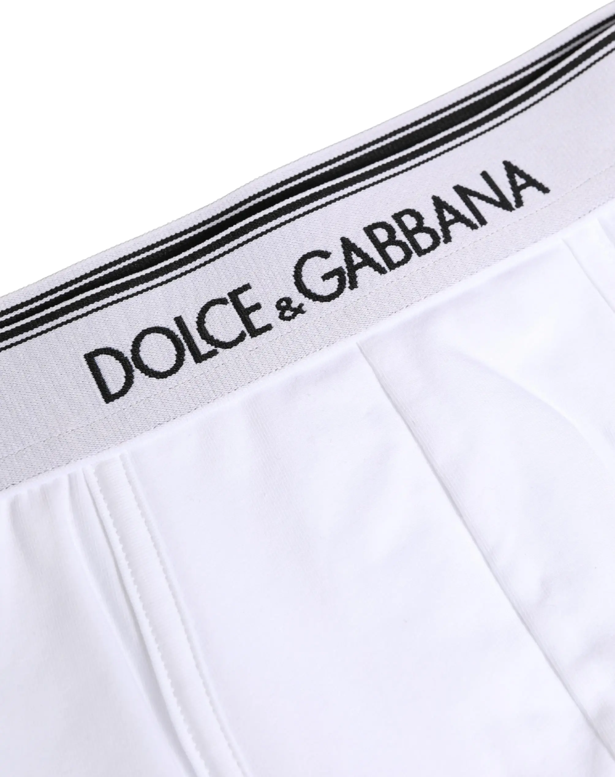 Boxer Dolce & Gabbana Oq Logotip Belgili Paxta Boxer Ichki Kichik Kengash Kichik Kengash