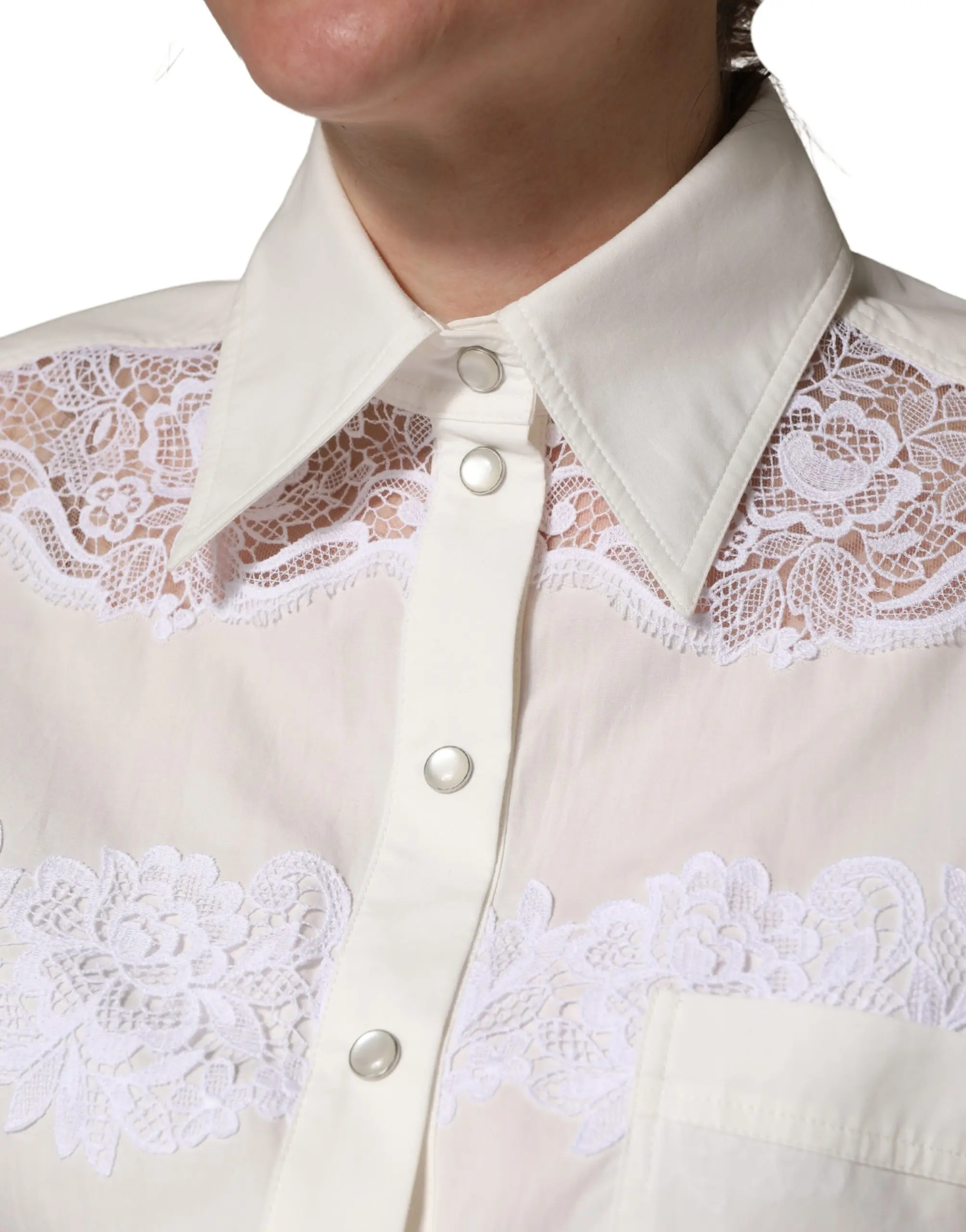 Jumpsuit Dolce & Gabbana White Cotton Lace Trim Long Sleeves Jumpsuit