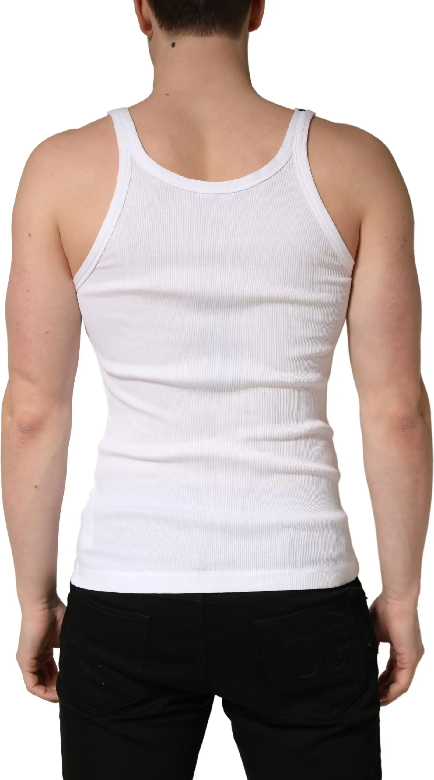 White Ribbed Cotton Sleeveless Tank T-shirt Dolce & Gabbana