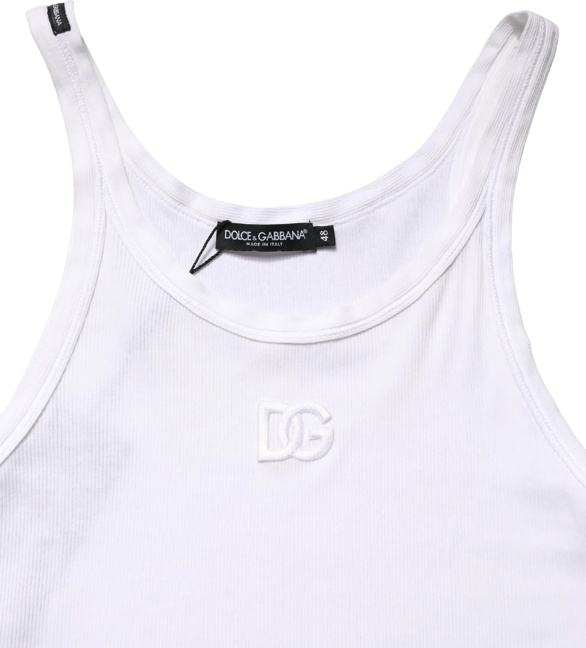 White Ribbed Cotton Sleeveless Tank T-shirt Dolce & Gabbana