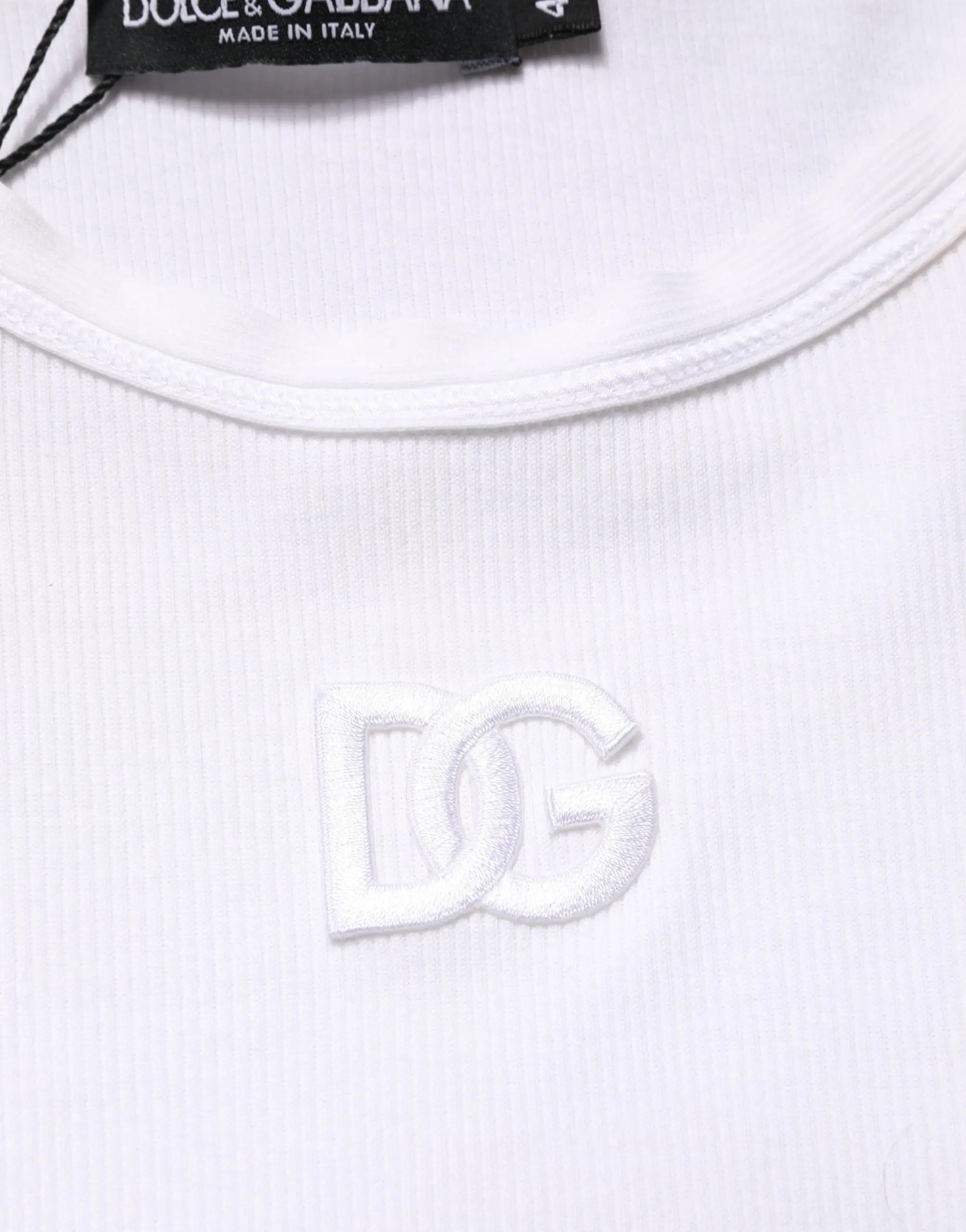 White Ribbed Cotton Sleeveless Tank T-shirt Dolce & Gabbana