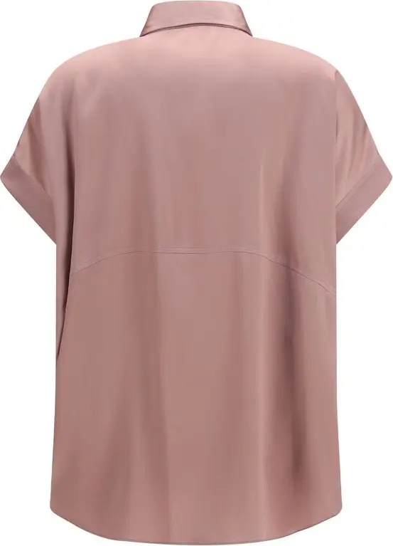 Рубашка Brunello Cucinelli с коротким рукавом из шелка, разноцветная