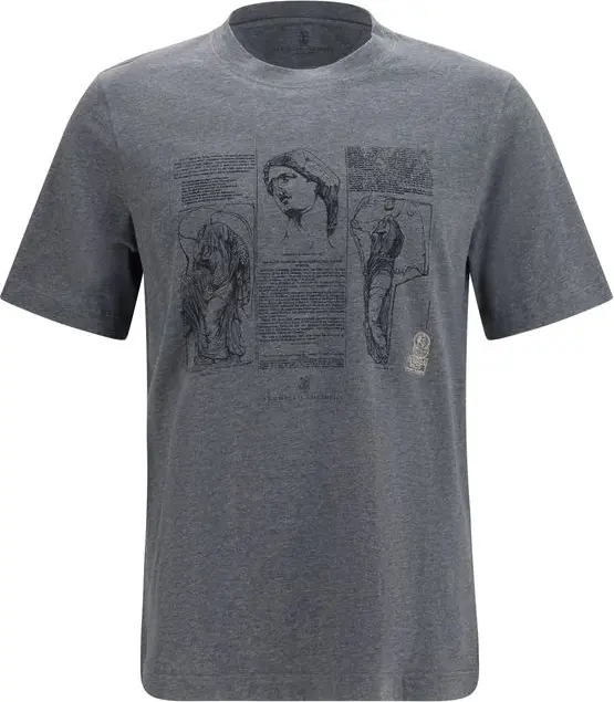T-Shirt Brunello Cucinelli Серая хлопковая футболка
