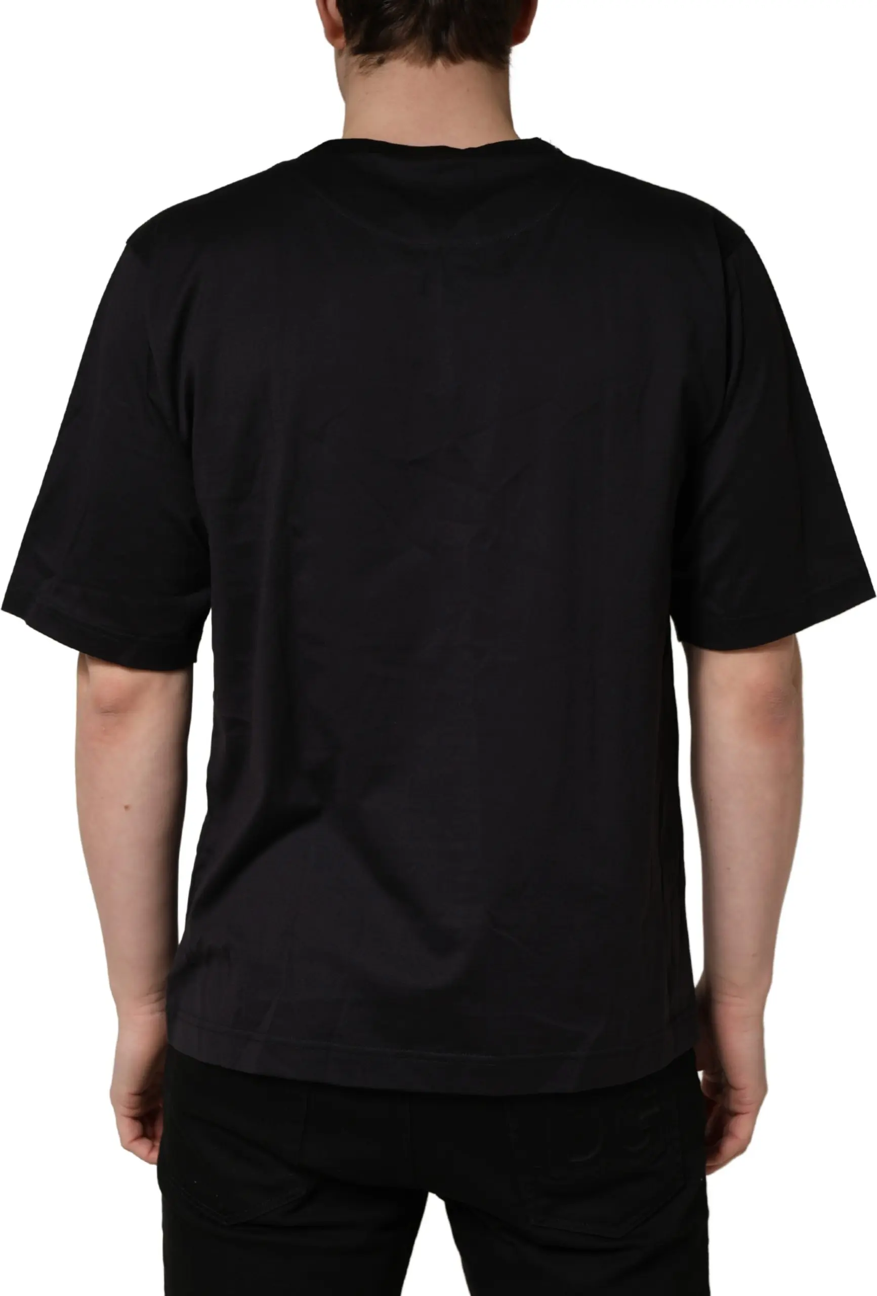 T-shirt Dolce & Gabbana Black Angel Print Cotton Crew Neck