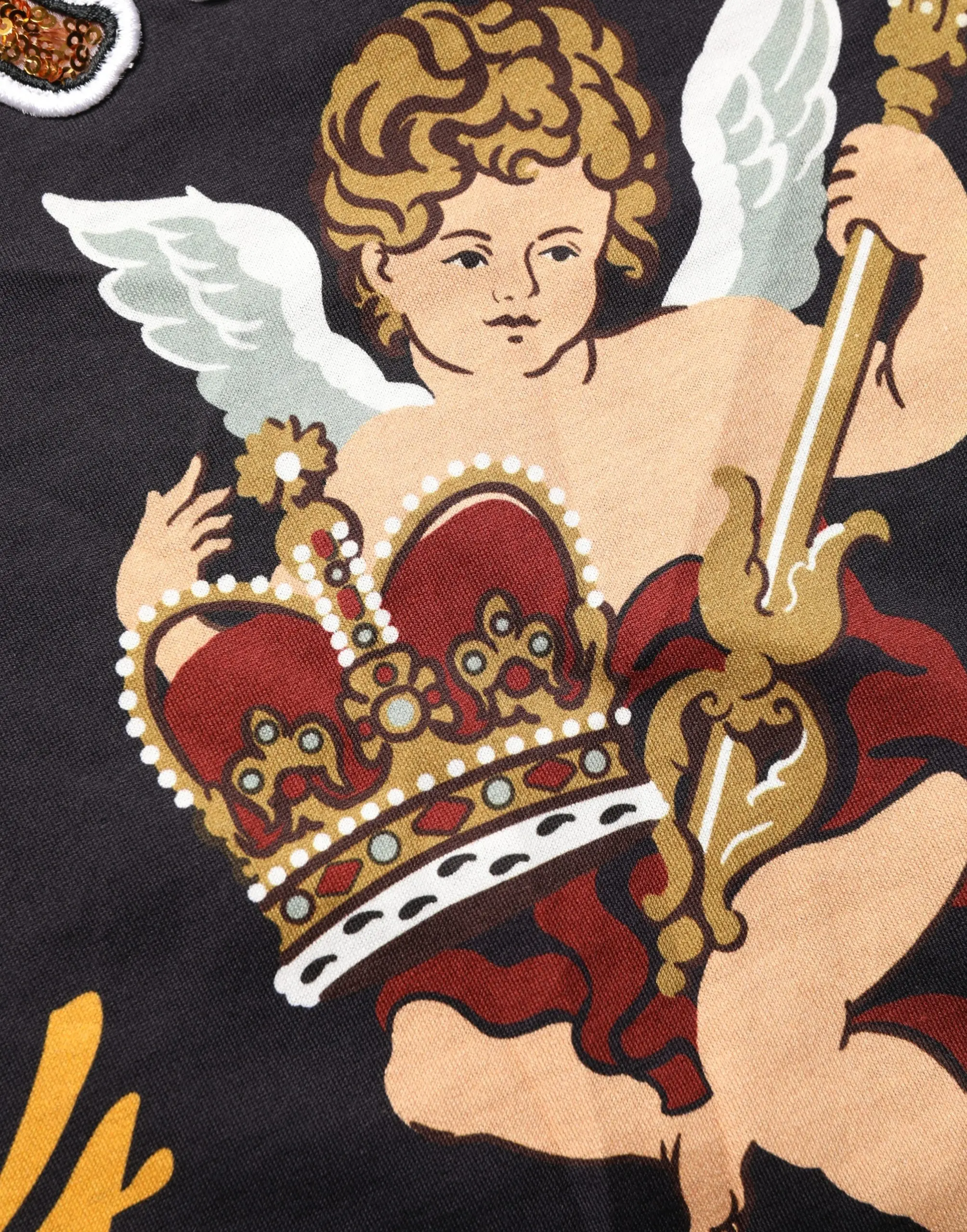 T-shirt Dolce & Gabbana Black Angel Print Cotton Crew Neck