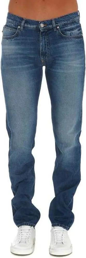 Blue Cotton Straight-Leg Jeans Versace