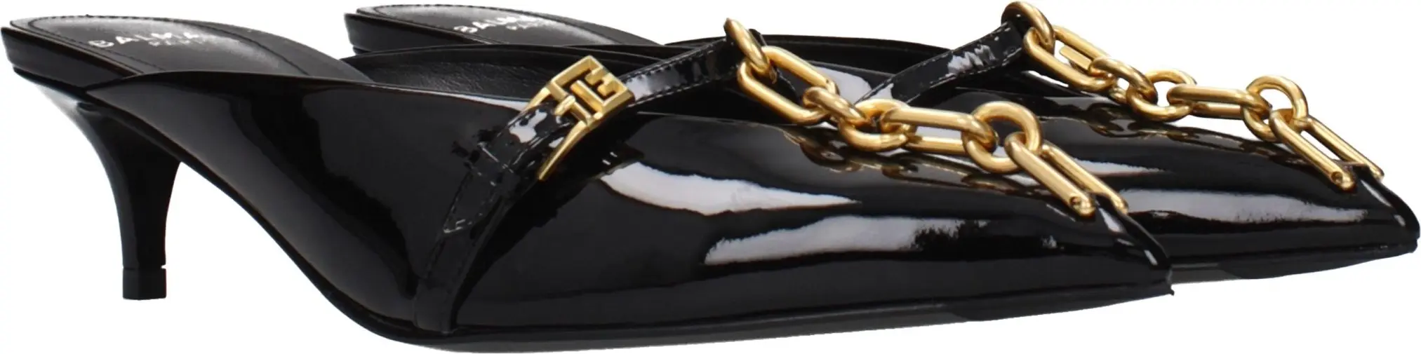 Balmain Qora Charm Andozi Sandal