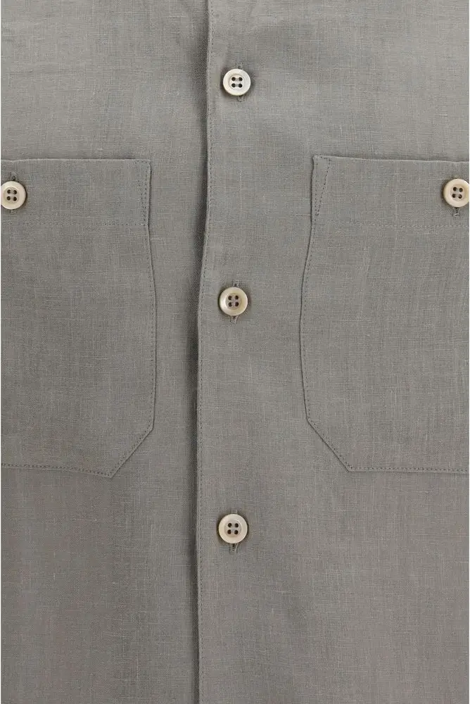 Рубашка Brunello Cucinelli Bicolor Linen Dress Shirt