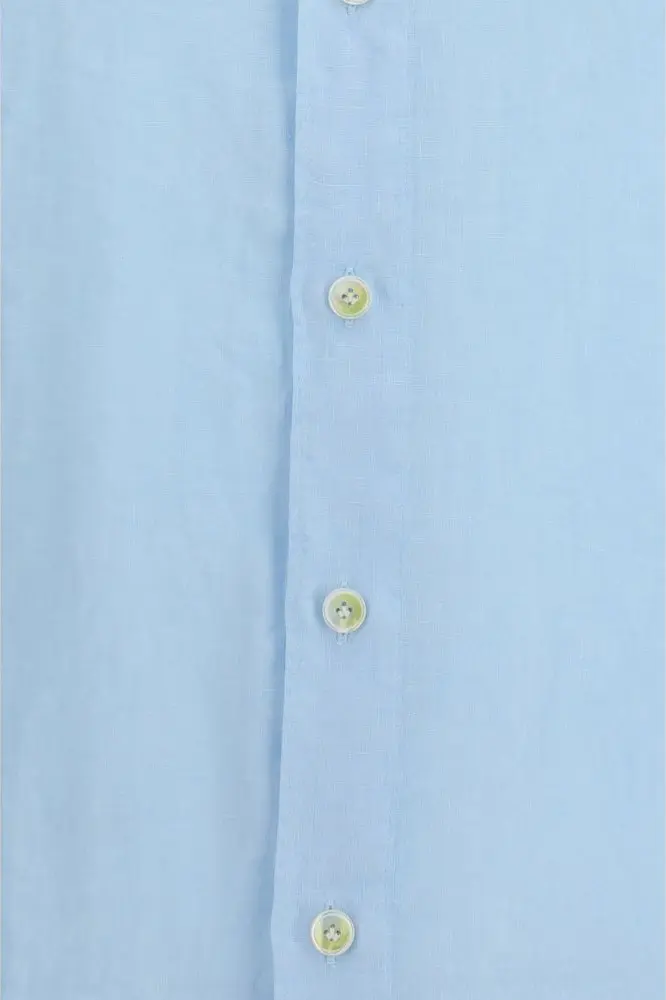 Shirt Finamore Blue Linen Longsleeve