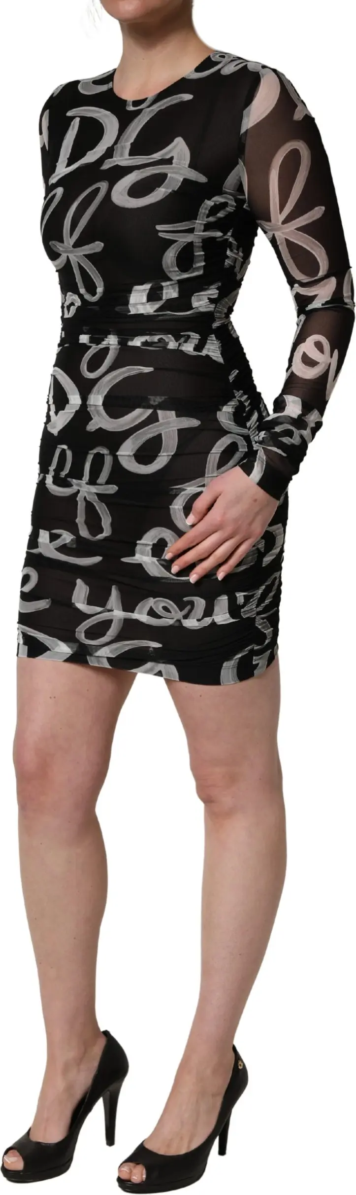 MSGM Qora Oq Gullush Keng Yengli Mini Kiyim