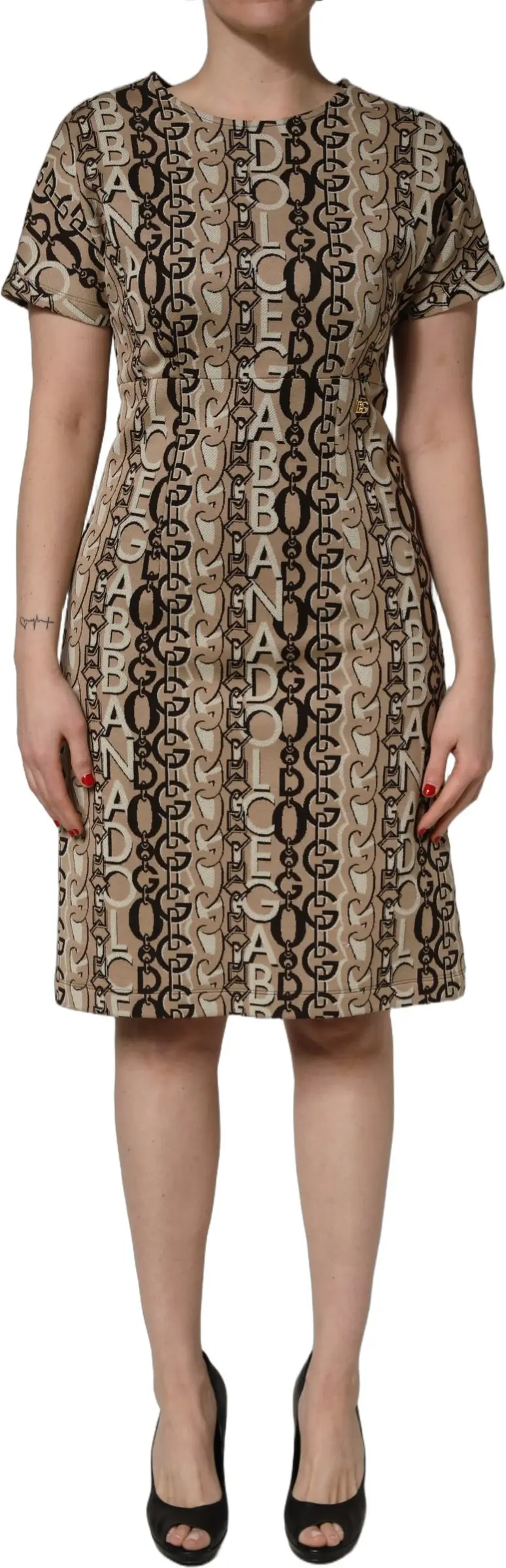Koklik Kiyim Dolce & Gabbana Jigarrang DG Logo Zanjir Qisqa Yengli