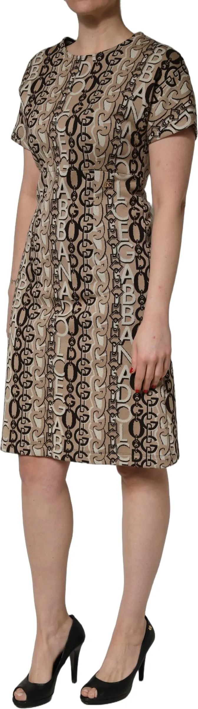 Koklik Kiyim Dolce & Gabbana Jigarrang DG Logo Zanjir Qisqa Yengli