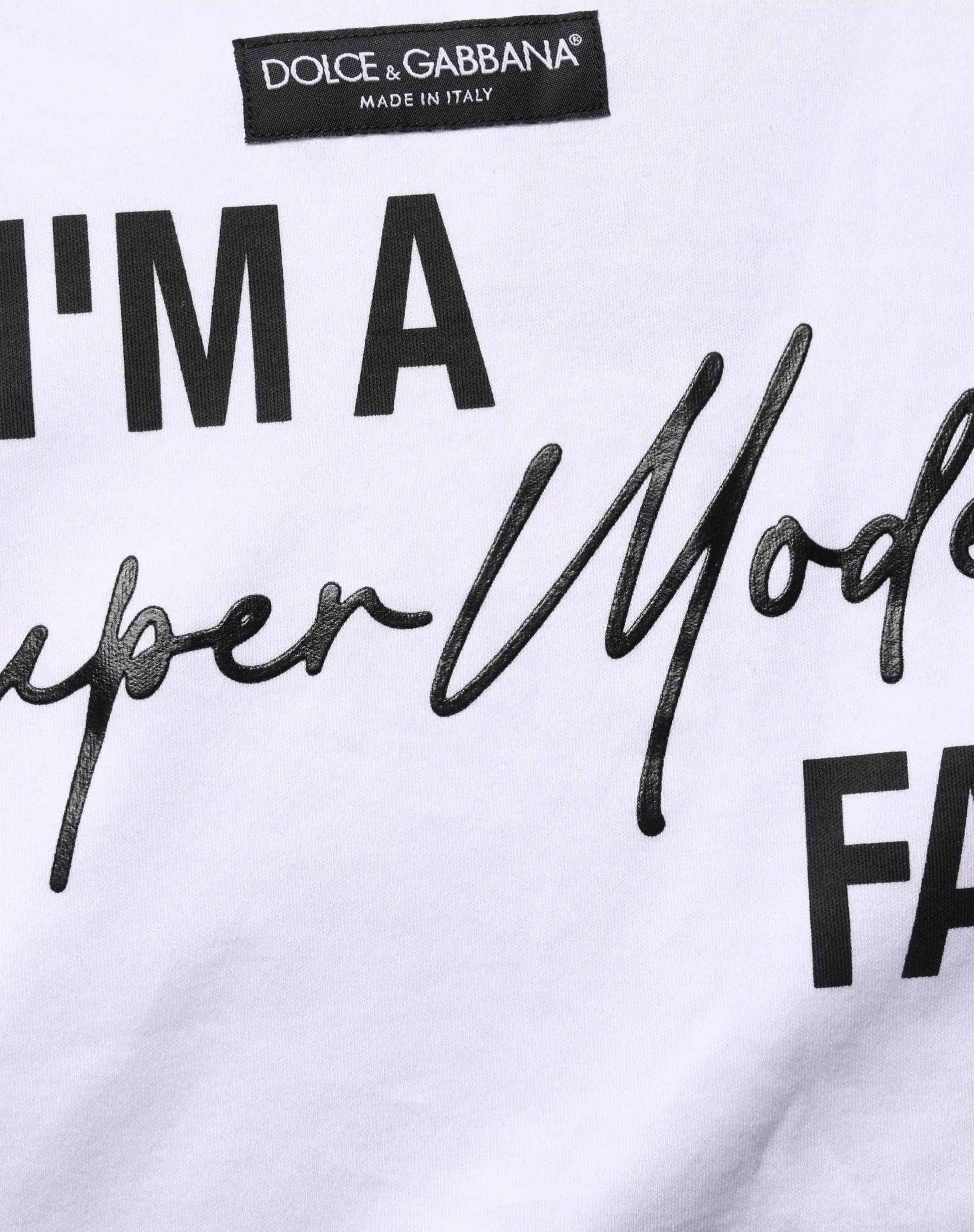 T-shirt White Dolce & Gabbana I'm a Super Model Fan Print Jersey