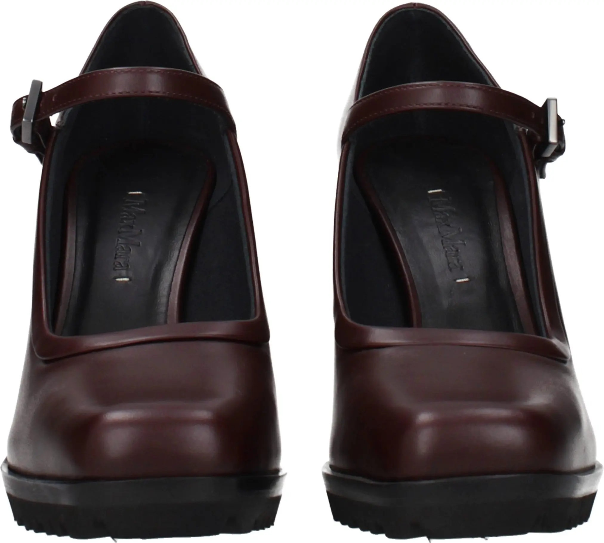 Max Mara brendi tomonidan jigarrang teri yuqori poshna poyabzali Pumps