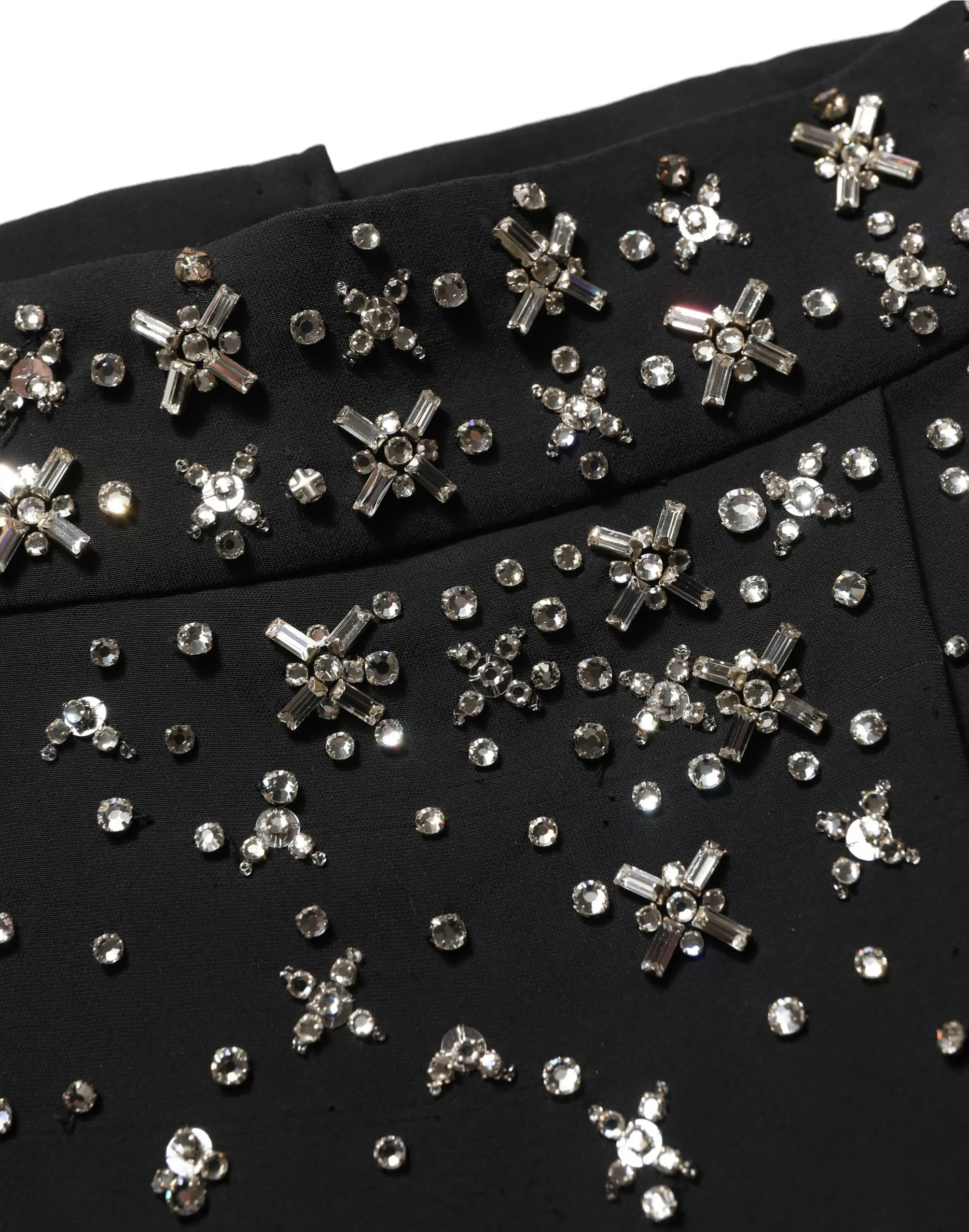 Skirt Dolce & Gabbana Black Crystal Embellished High Slit Skirt