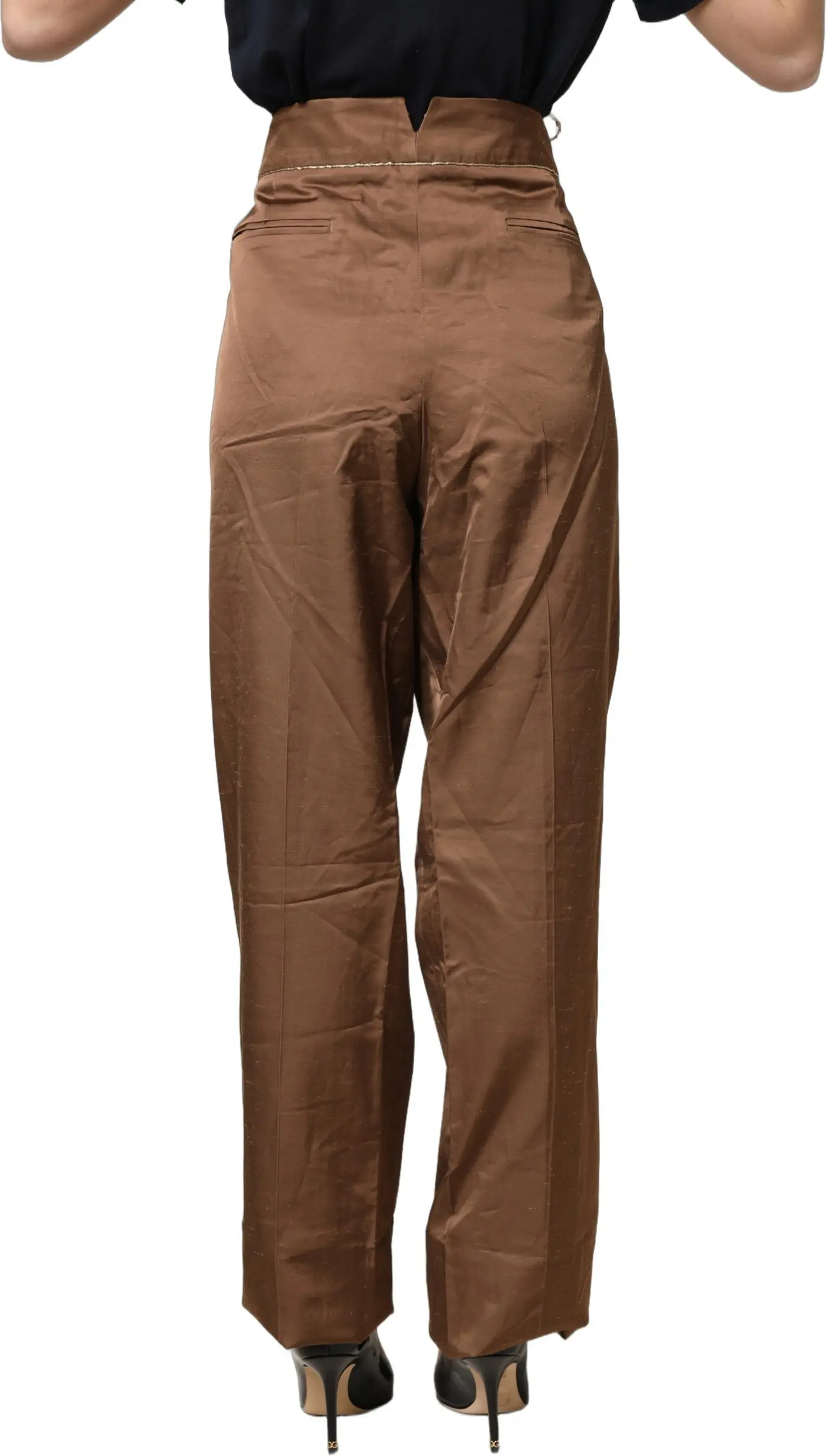 Trouser Pants Brown High Waist Flared by cavalli CLASS