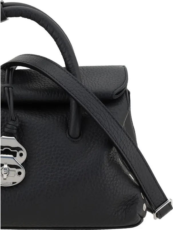 Shoulder Bag ZANELLATO Black Calf Leather Bos Taurus