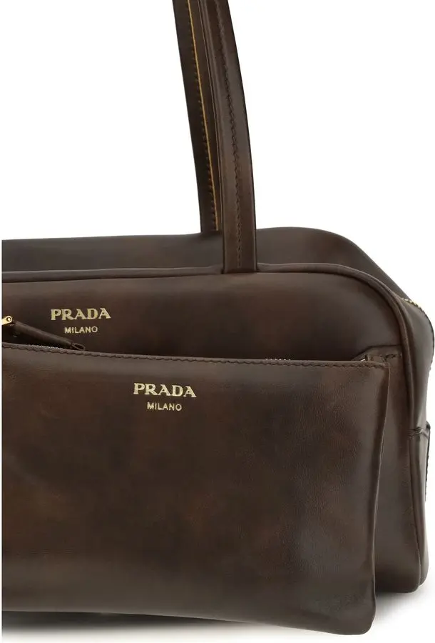 Shoulder Bag Prada Brown Calf Leather Bos Taurus