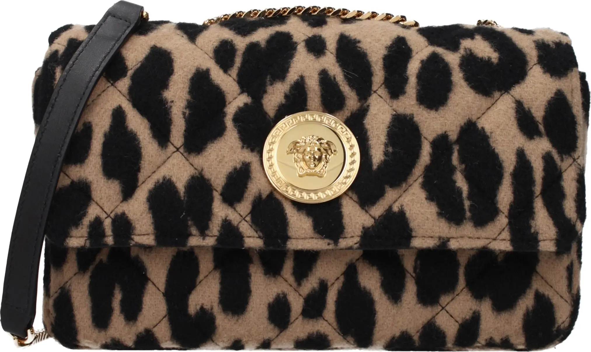 Brown Wool Shoulder Bag Versace