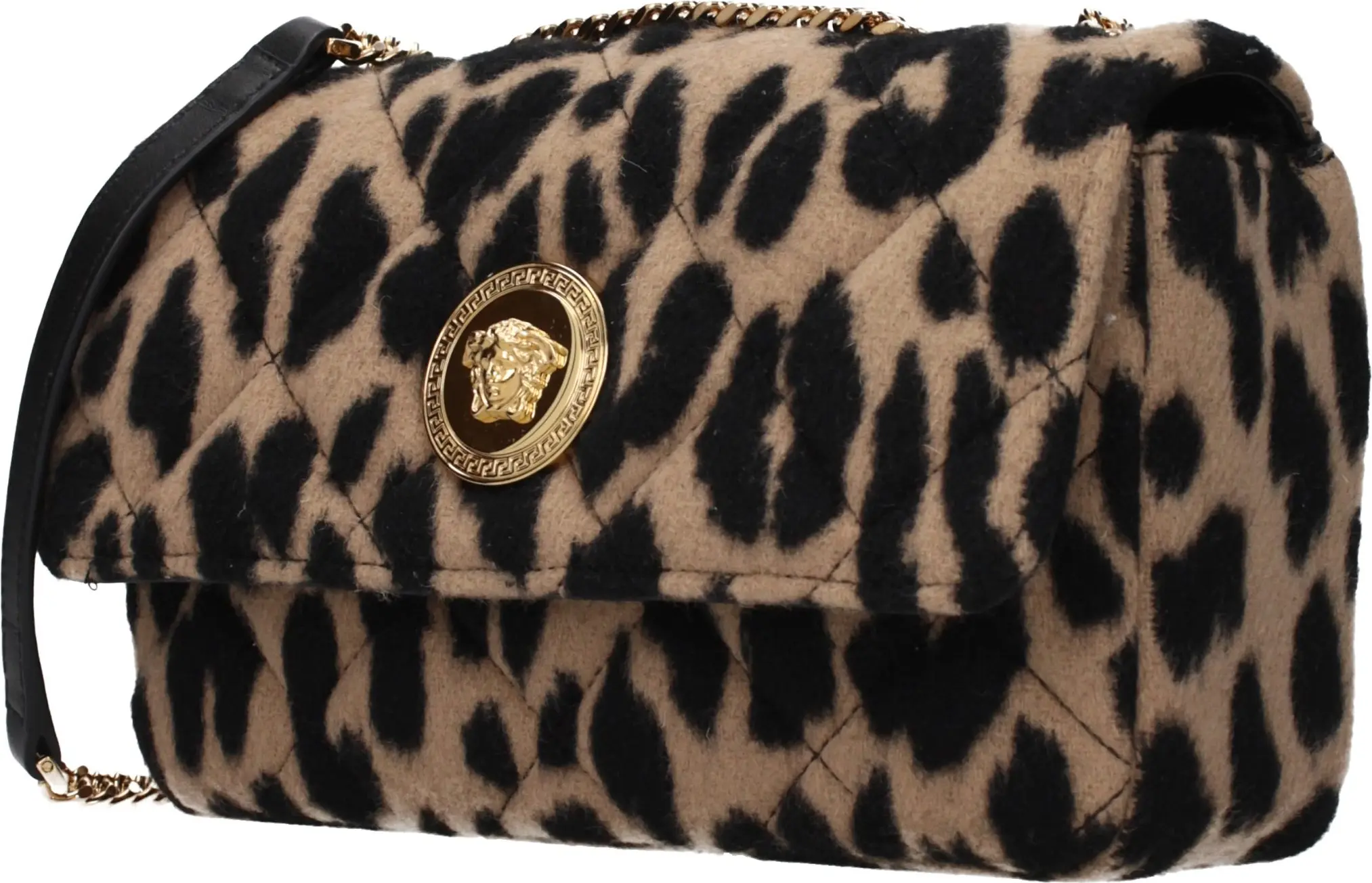 Brown Wool Shoulder Bag Versace