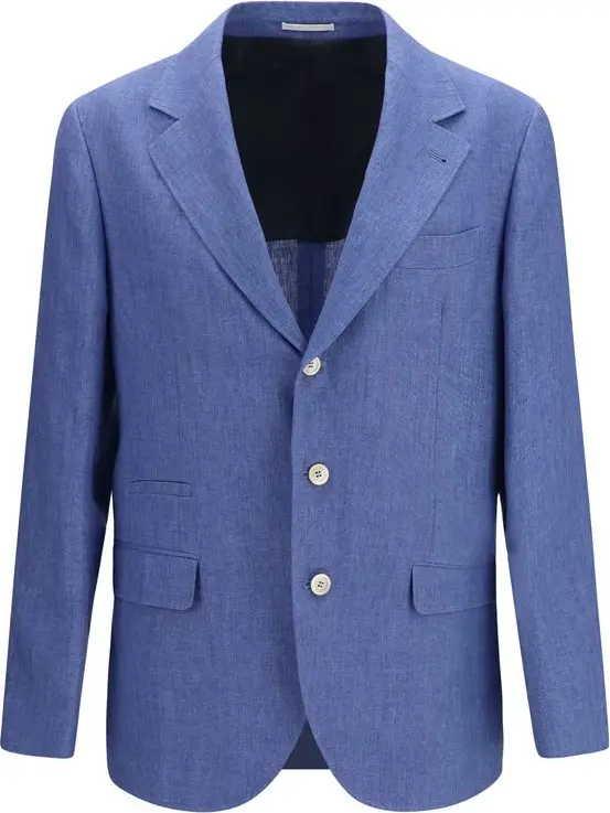 Jacket Brunello Cucinelli Blue Linen Full-Length