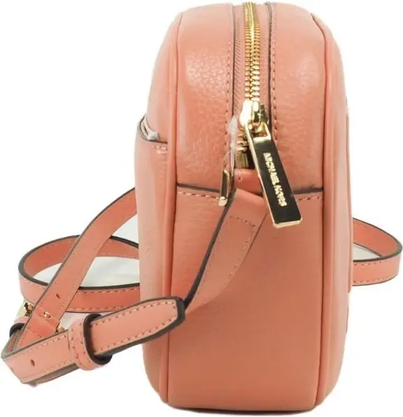 Michael Kors Jet Set Travel Medium Sherbert charmadali teri oval kamera sumkasi, belbog'li sumkasi