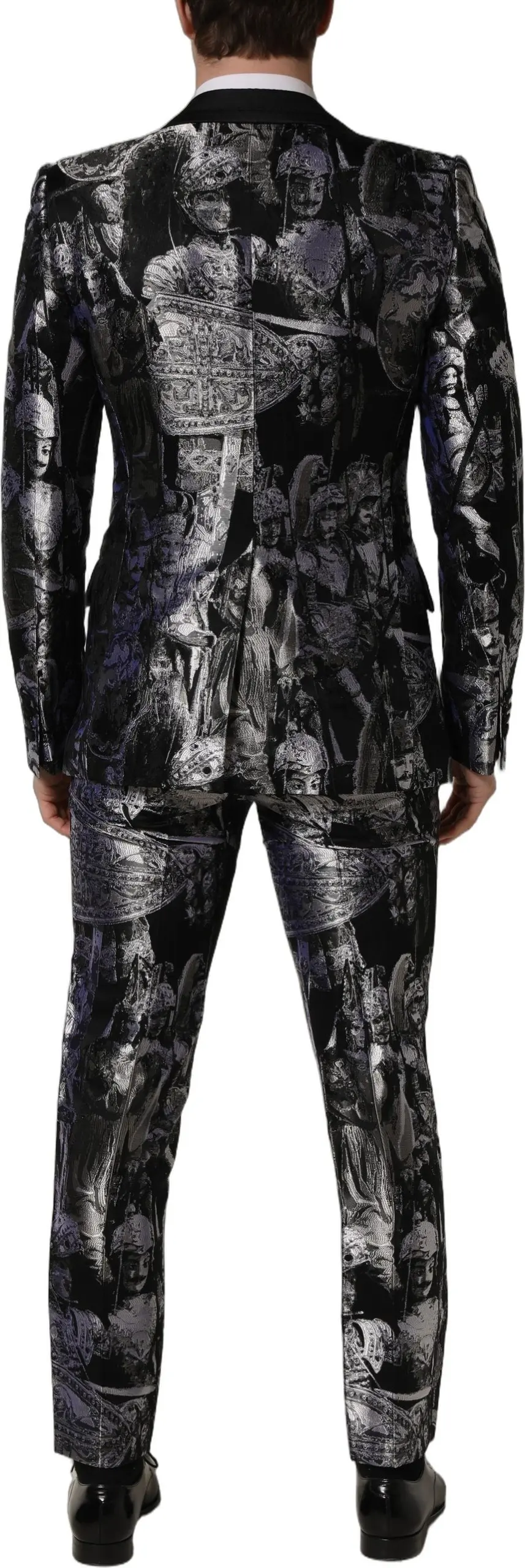 3-Piece Suit Dolce & Gabbana Black Jacquard Slim Fit Formal