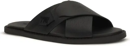 Sandals Fendi Black Calf Leather Bos Taurus Flat Sandals