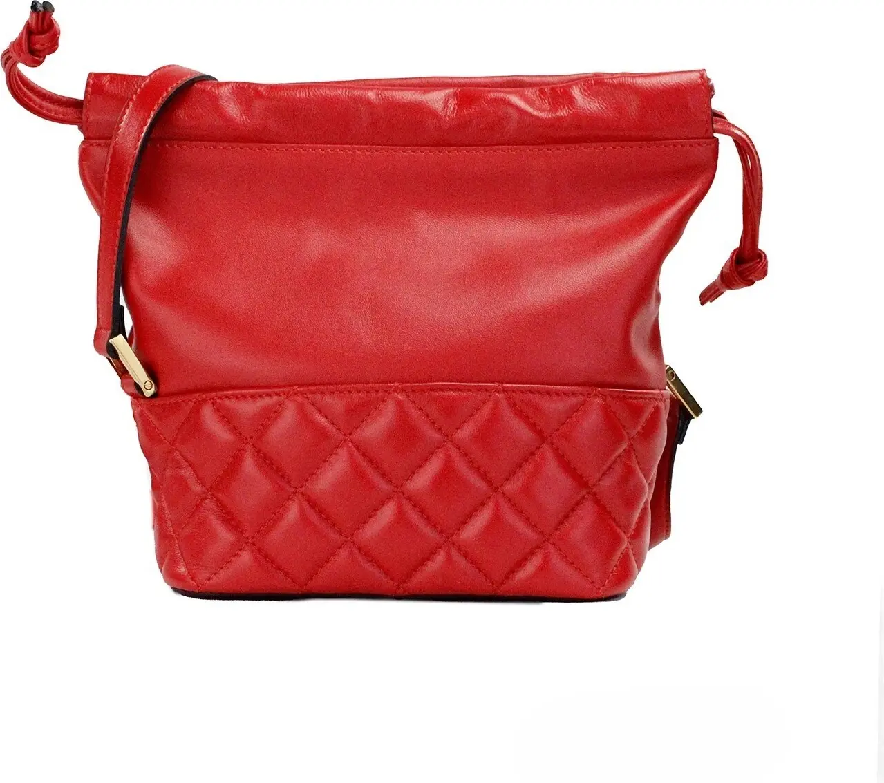 Handbag Versace Red Quilted Leather Drawstring Shoulder Bag