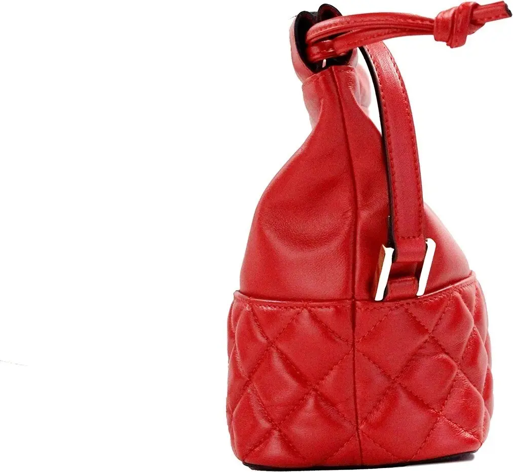Handbag Versace Red Quilted Leather Drawstring Shoulder Bag