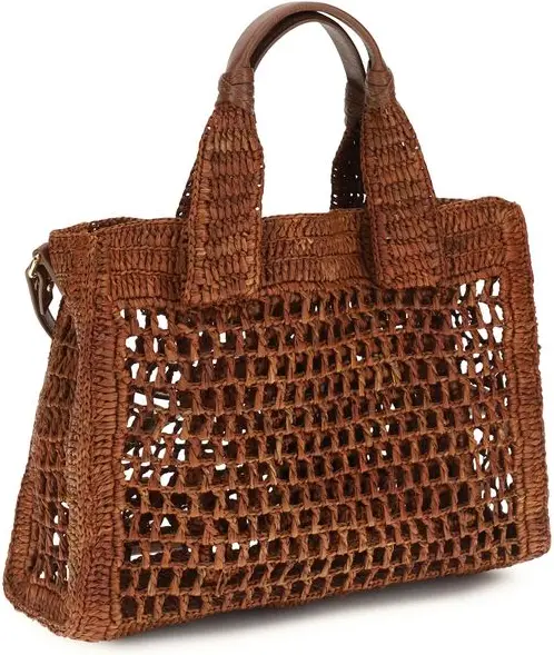 Brown Raffia Shoulder Bag