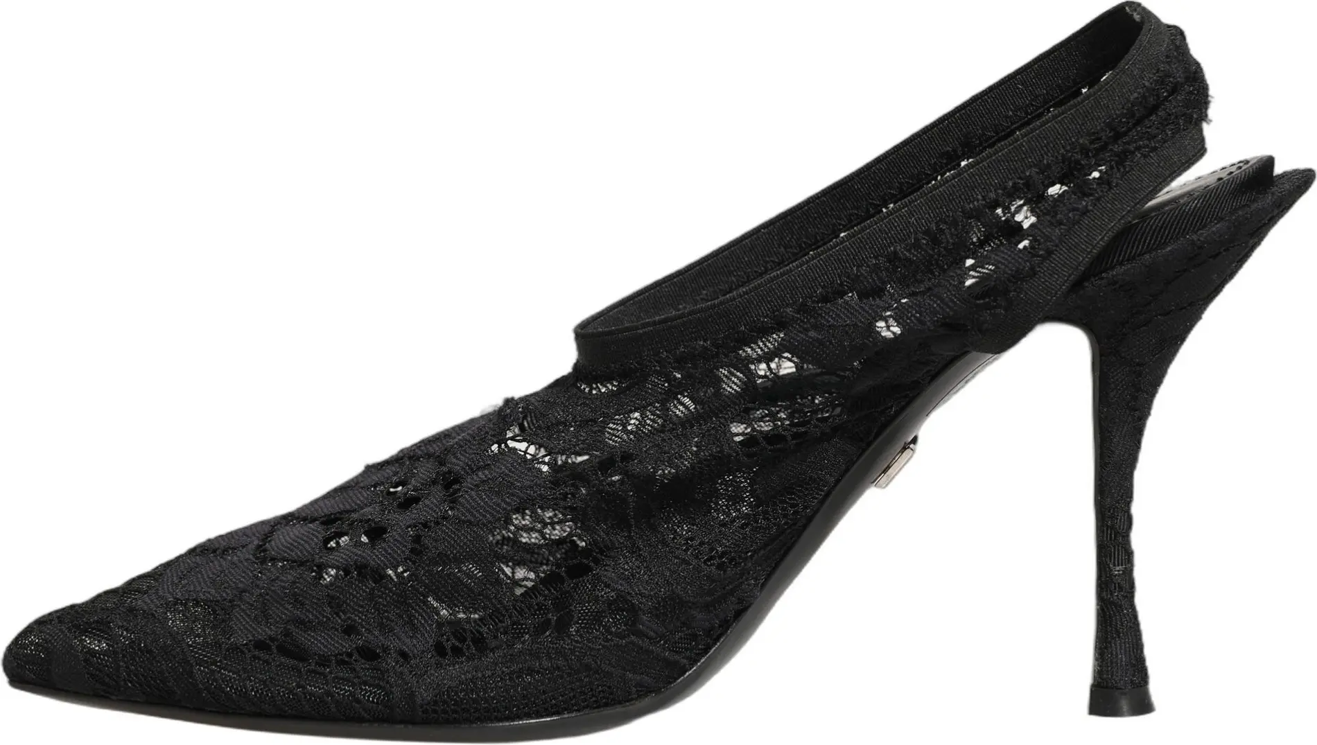 Pumps Shoes Dolce & Gabbana Black Lace Pointed Toe Slingback