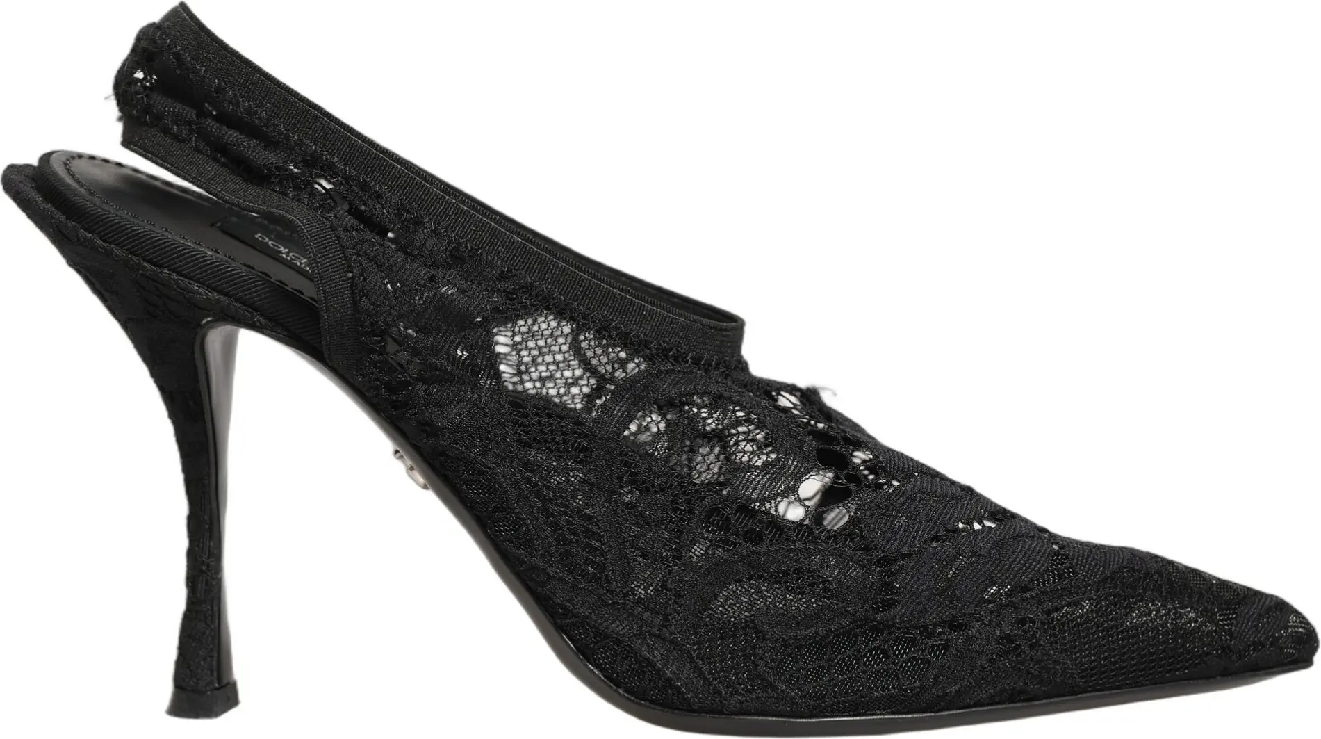 Pumps Shoes Dolce & Gabbana Black Lace Pointed Toe Slingback