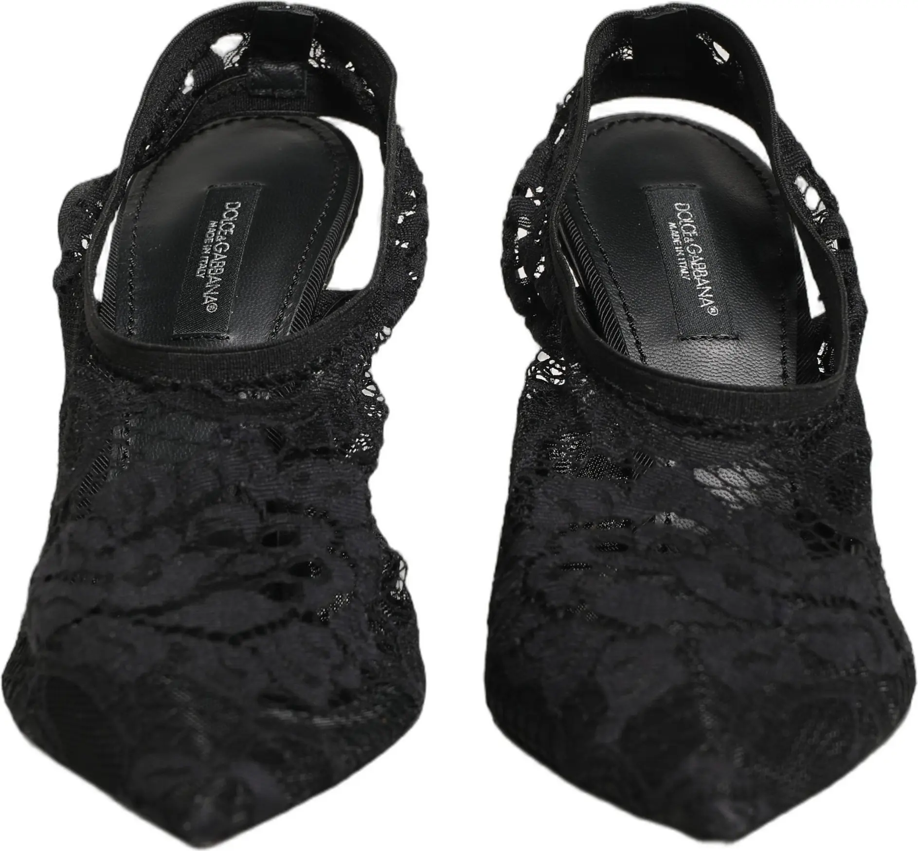 Pumps Shoes Dolce & Gabbana Black Lace Pointed Toe Slingback