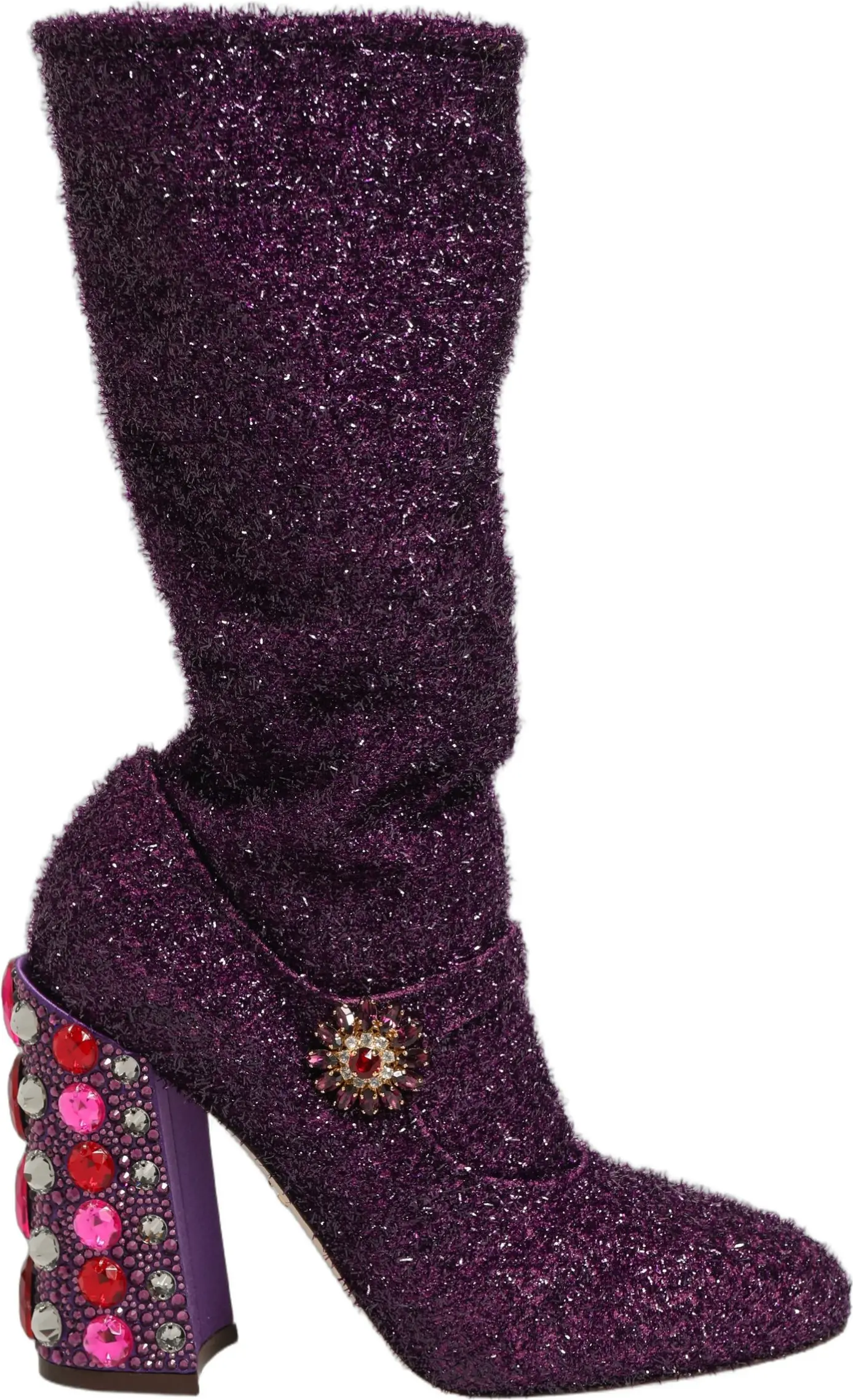 Ботинки Dolce & Gabbana Фиолетовые с кристаллами из люрекса Fantasy