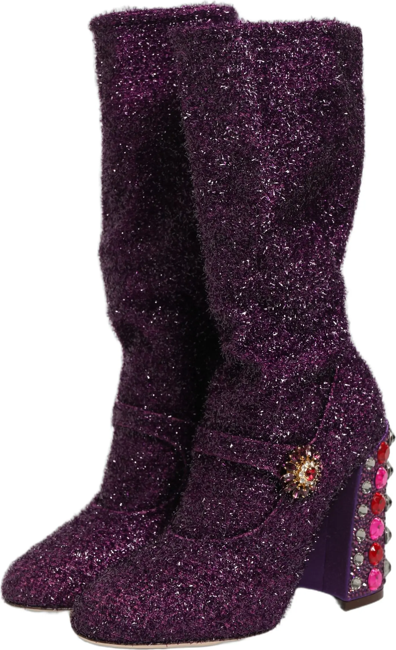 Ботинки Dolce & Gabbana Фиолетовые с кристаллами из люрекса Fantasy