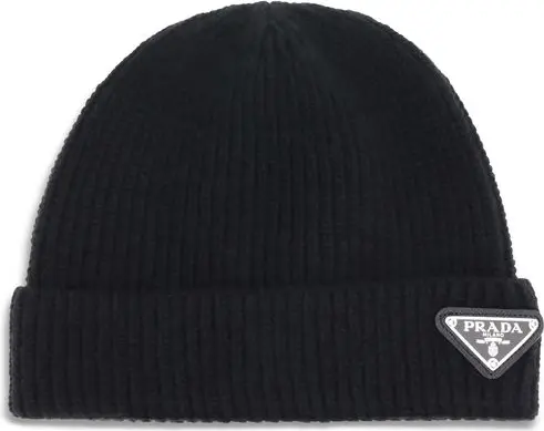 Hat Prada Black Wool Oves Aries Beanie