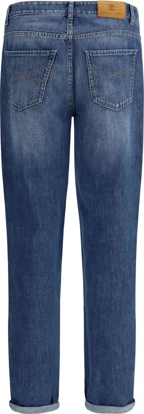 Blue Cotton Straight-Leg Jeans Brunello Cucinelli