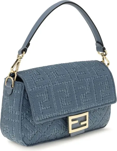 Bag Fendi Blue Raffia Shoulder Bag