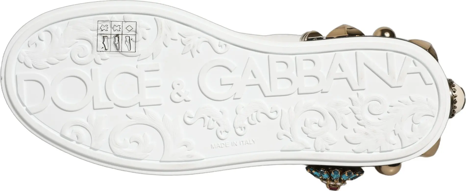 White Gold Studded Portofino Sneakers Shoes Dolce & Gabbana